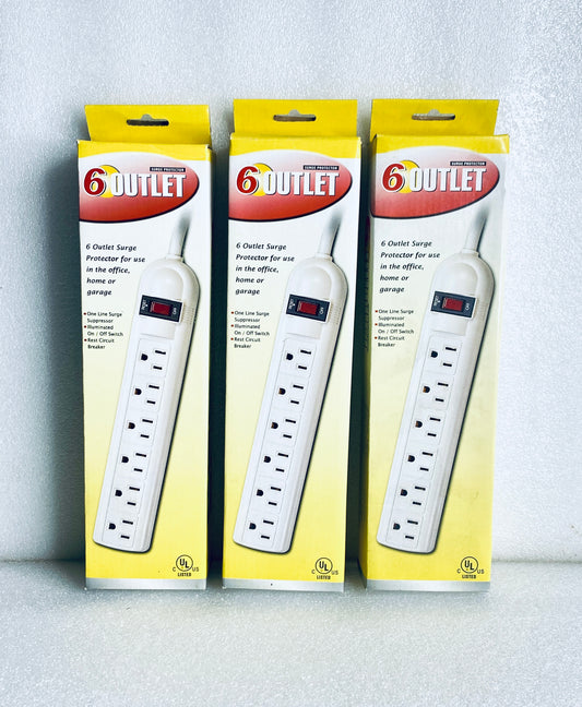 lot Of 3 New Other - 6 Outlet 125V 15A Surge Protectors, BB-06-1