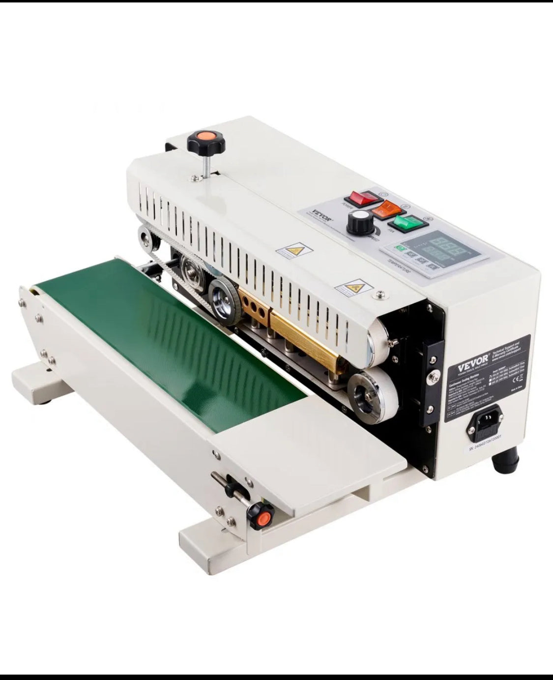 New Open Box VEVOR Continuous Bag Band Sealing Machine With Temperature Control
