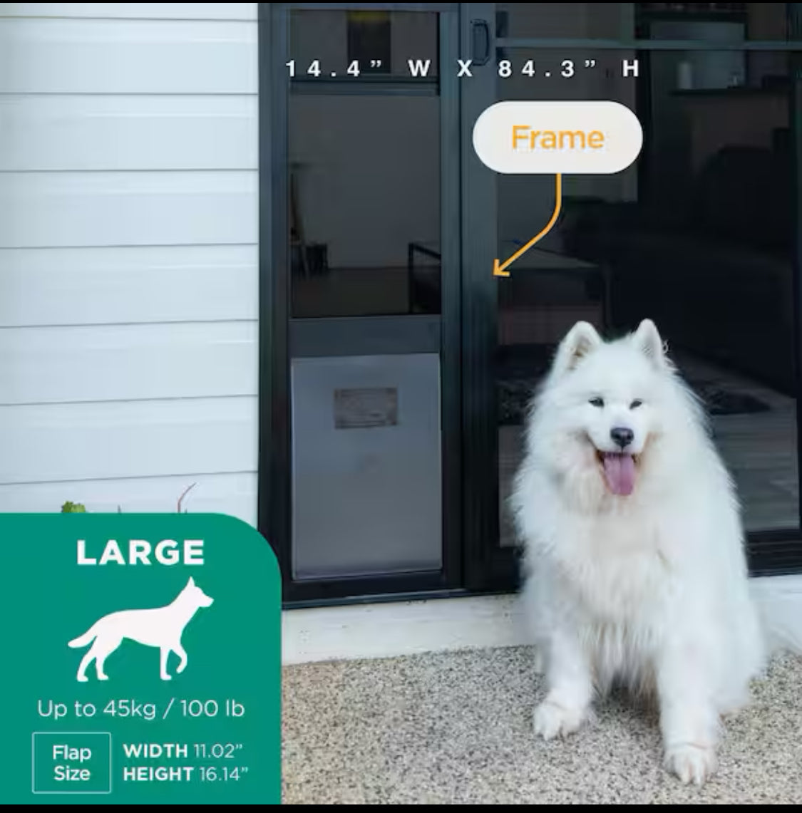 New Other - Hakuna Pets Large Adjustable Patio Pet Door For Sliding Doors, Black