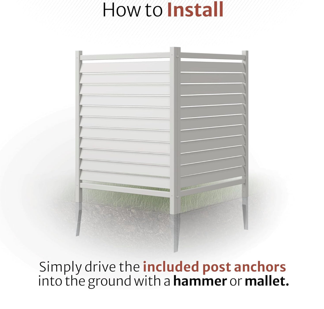 New Other Enclo 44” H x 36” W Waverly Privacy Screen DIY No Dig Kit, White Vinyl