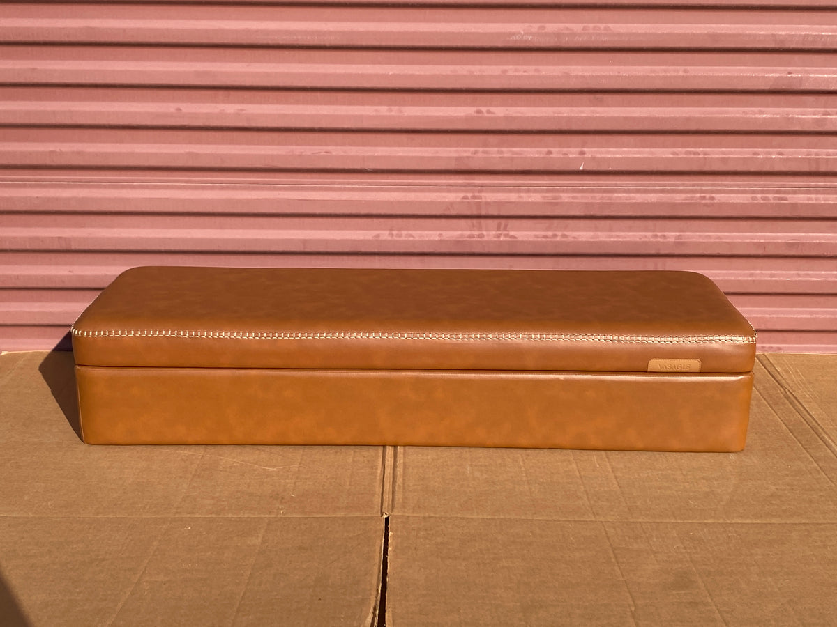 VASAGLE EKHO Collection Storage Ottoman Bench With Steel Legs, Caramel Brown