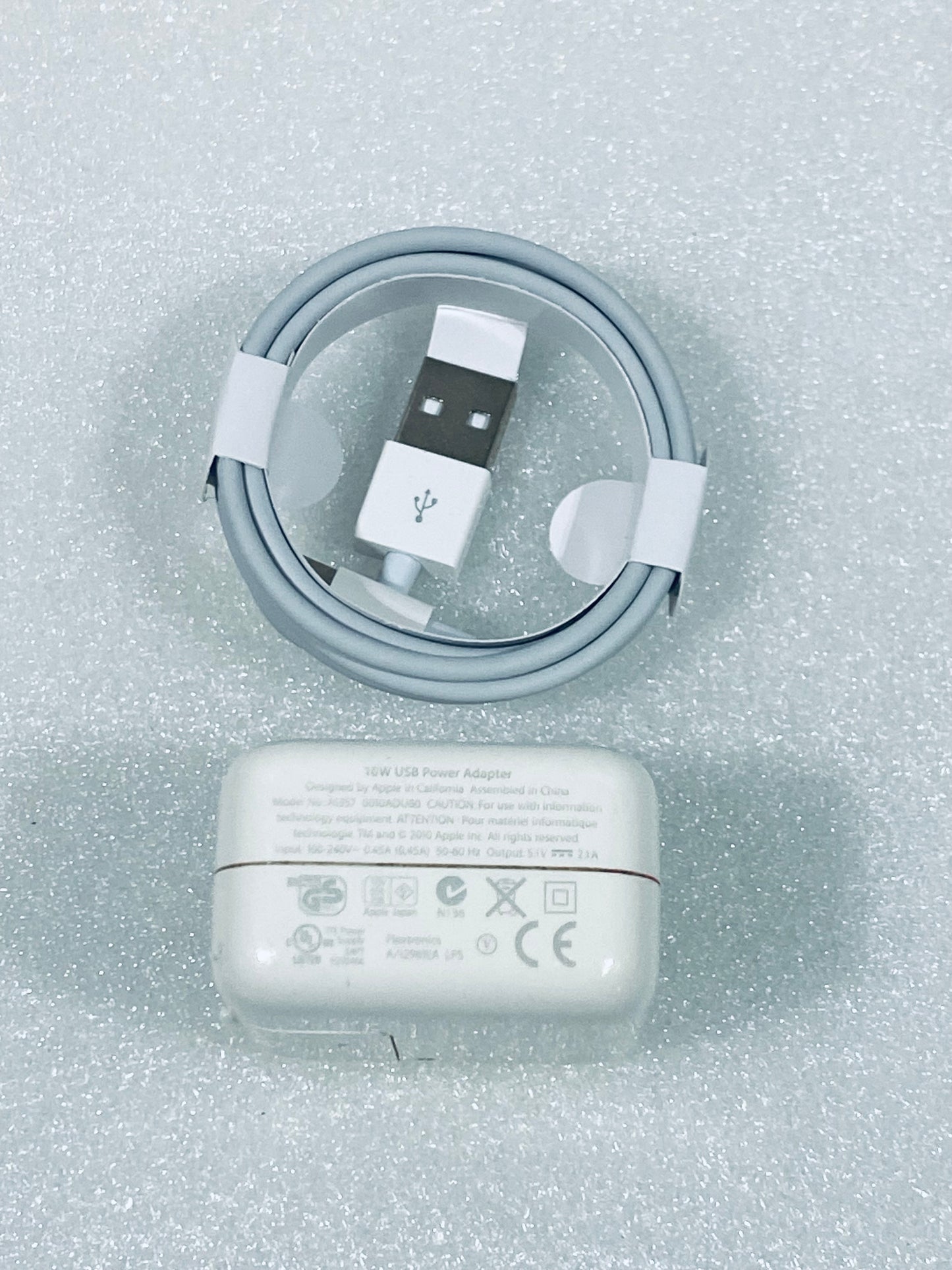 #88 - Original/OEM Apple 10W USB AC Power Adapter/Charger Brick, A1357 & Lightning Cable - (IN CONDITION AS SHOWN) - (READ)