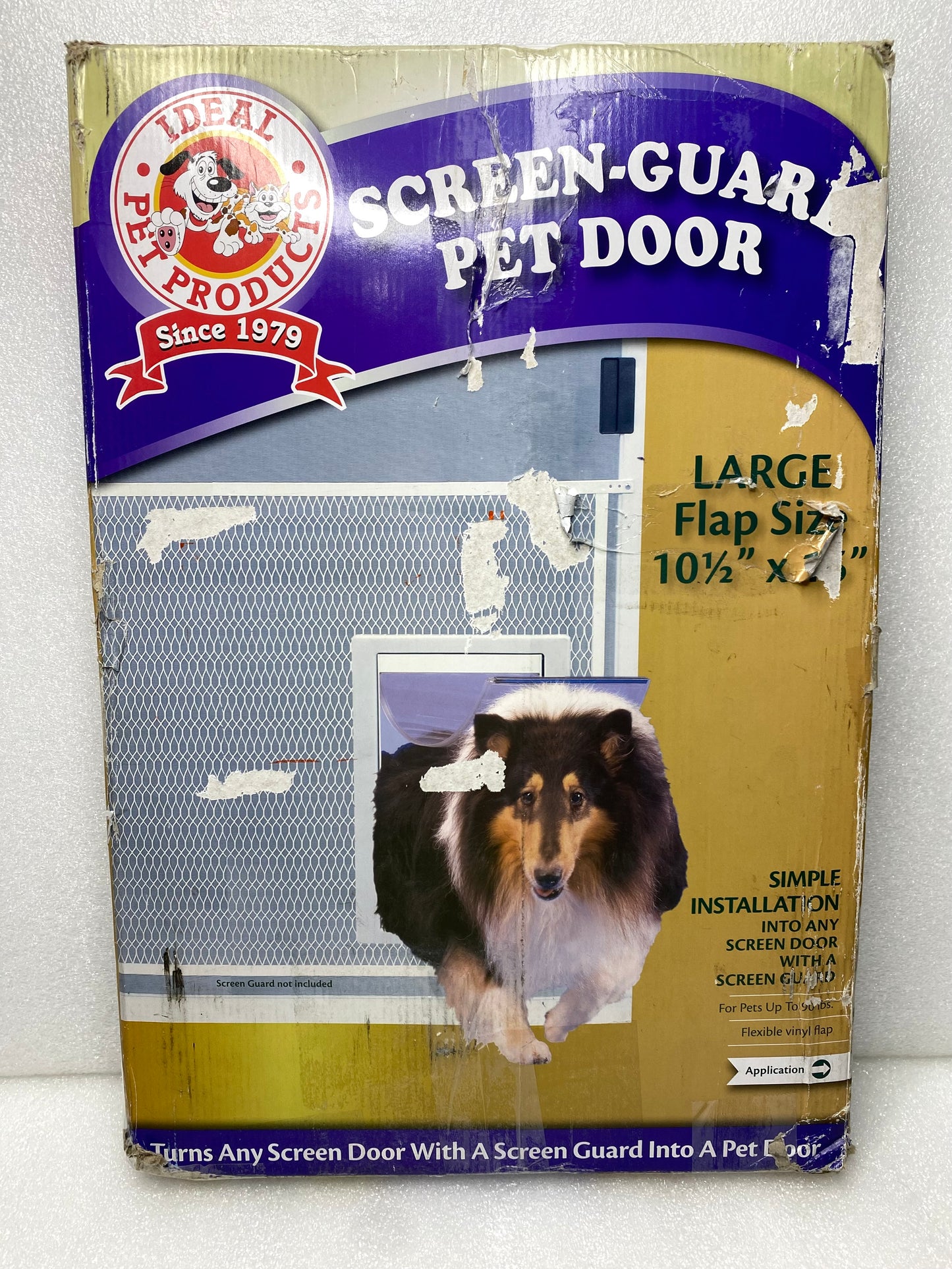 ideal Pet Products Screen-Guard Pet Door Large Flap Size 10 1/2” x 15”, White