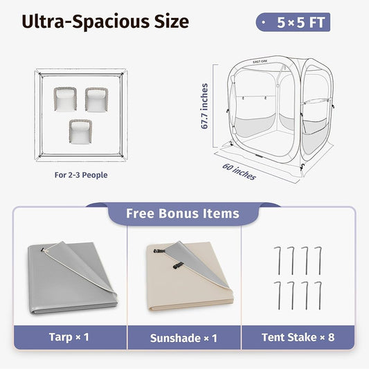 New Other East Oak 5' x 5' Pop Up Bubble All Weather Protection Tent For Events