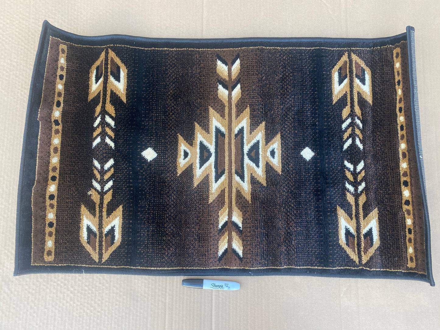 #154 - Masada Rugs Brown Southwest Area Rug, Approx. 39 3/4” x 23 1/2” - (IN CONDITION AS SHOWN)