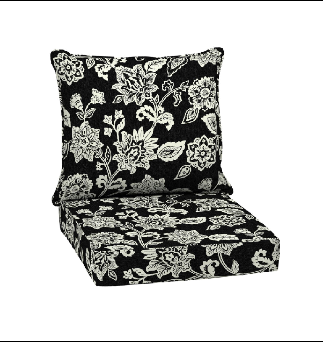 New Open Box Arden 24"x24" Outdoor Deep Seat Cushion Set, Black Jacobean