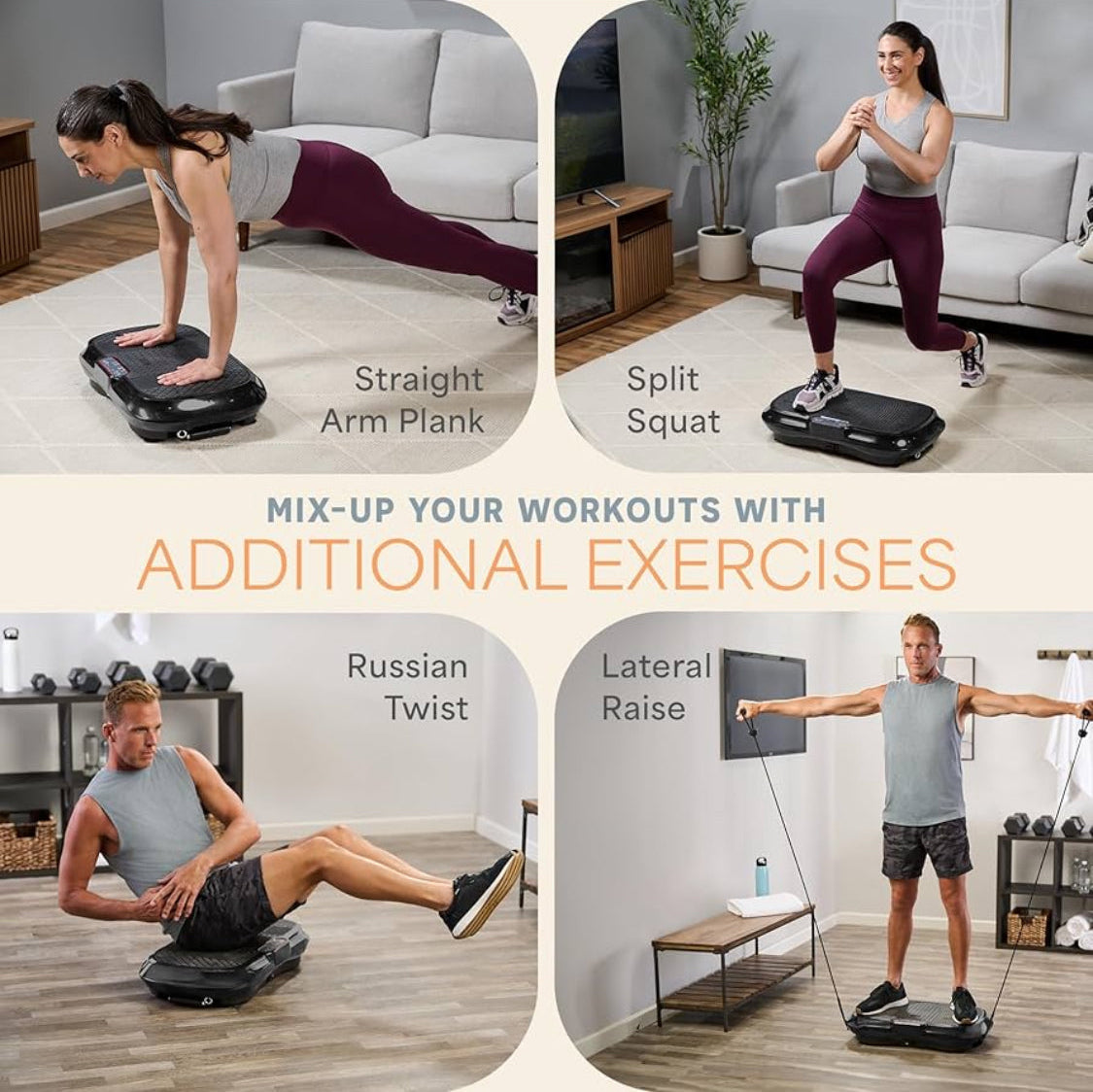 New Other LifePro Vibration Plate Exercise Machine With Resistance Bands, Black