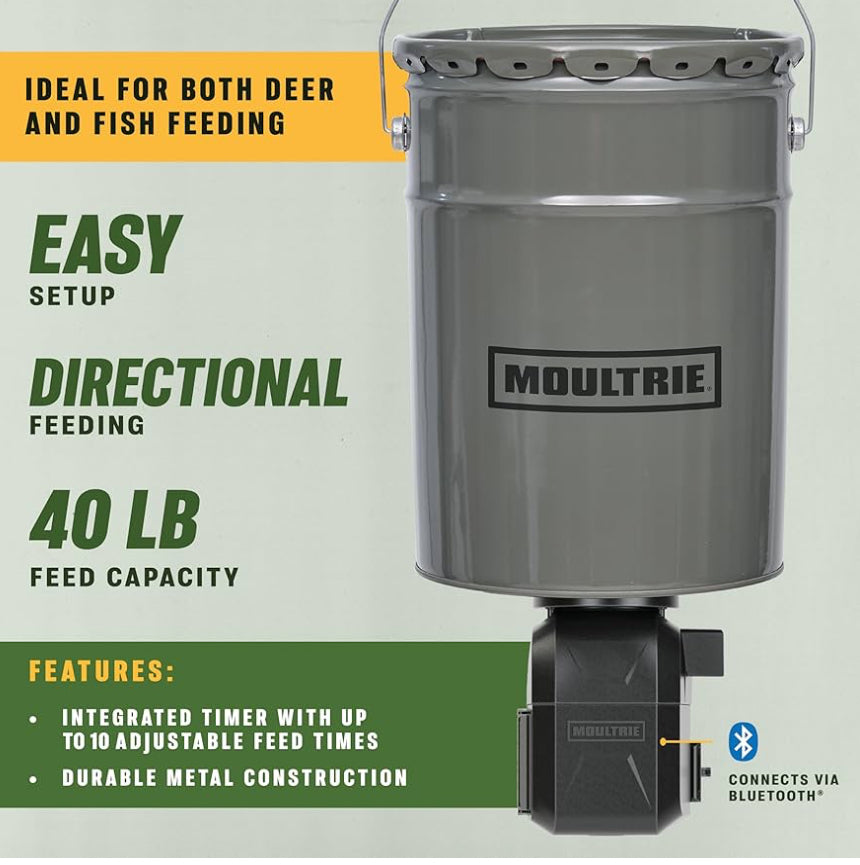 New Other Moultrie 40lb All Direction Hanging Deer & Fish Pond Feeder, Bluetooth