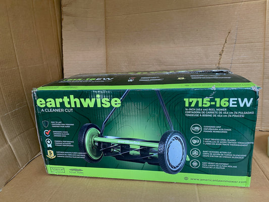 Earthwise 16-Inch 7-Blade Push Reel Lawn Mower, Grey