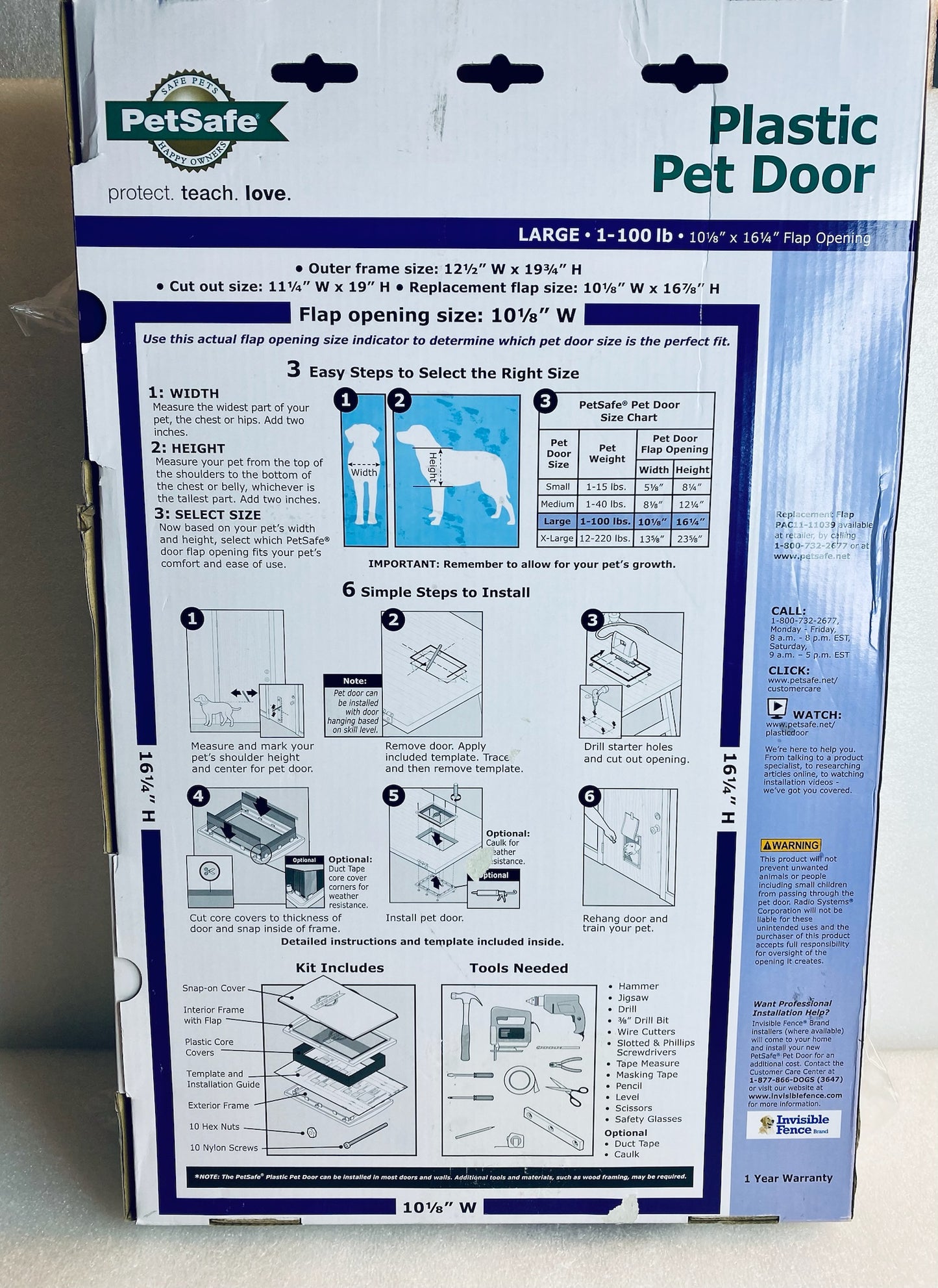 New PetSafe White Plastic Large Dog/Cat Door With 16 1/4" x 10 1/4" Door Flap