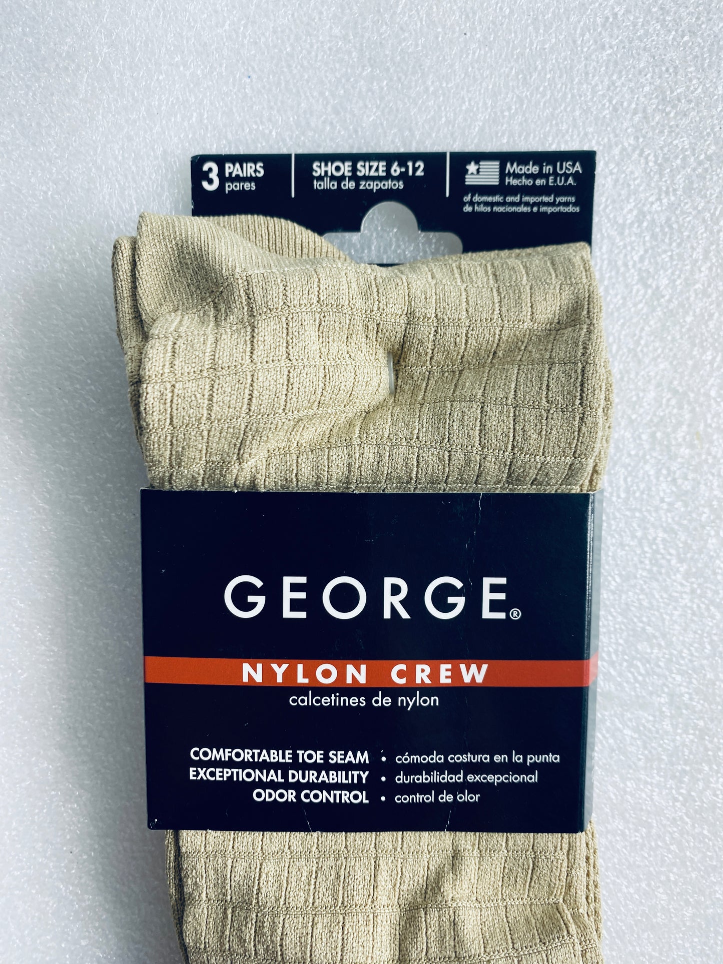 Lot Of 2 New – George Nylon Crew Socks, Shoe Size 6-12, 6 Pairs Total