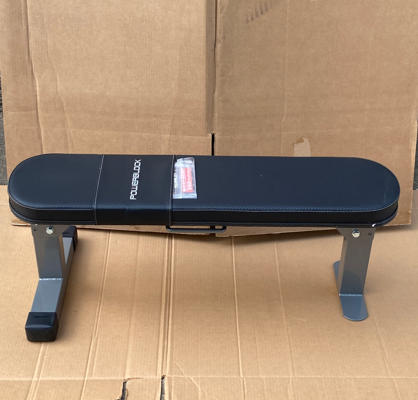 New Open Box POWERBLOCK Foldable Travel Workout Bench With Carry Handle, Silver