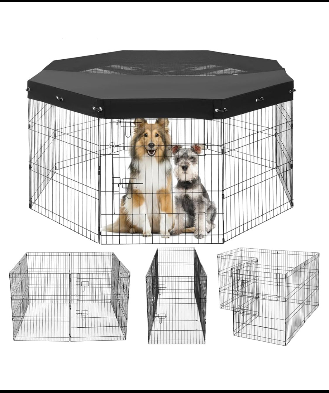 New Other VEVOR 8Pc 30"Hx24"W Foldable Dog Playpen With Fabric Top Cover, Black