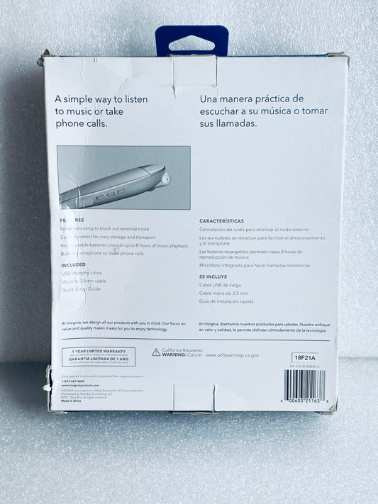 insignia Bluetooth Silver Noise-Canceling Wireless In-Ear Headset NS-CAHBTEBNC-S