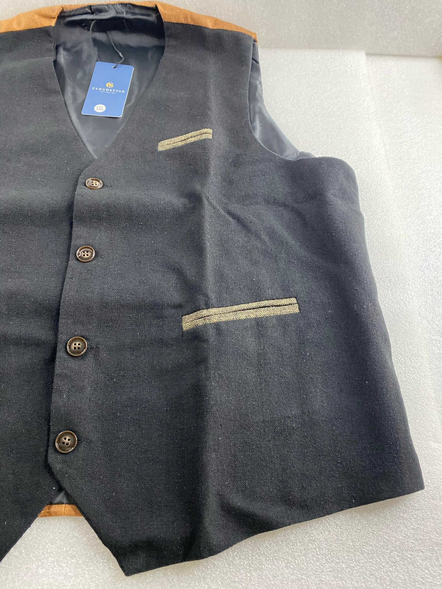 New CloudStyle Men's Single Breasted Casual Business Formal Suit Vest, Size XXL