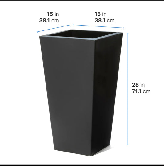 Set Of 2 - New Other Step2 Tremont 28" Tall Square Tapered Planters, Dark Cedar