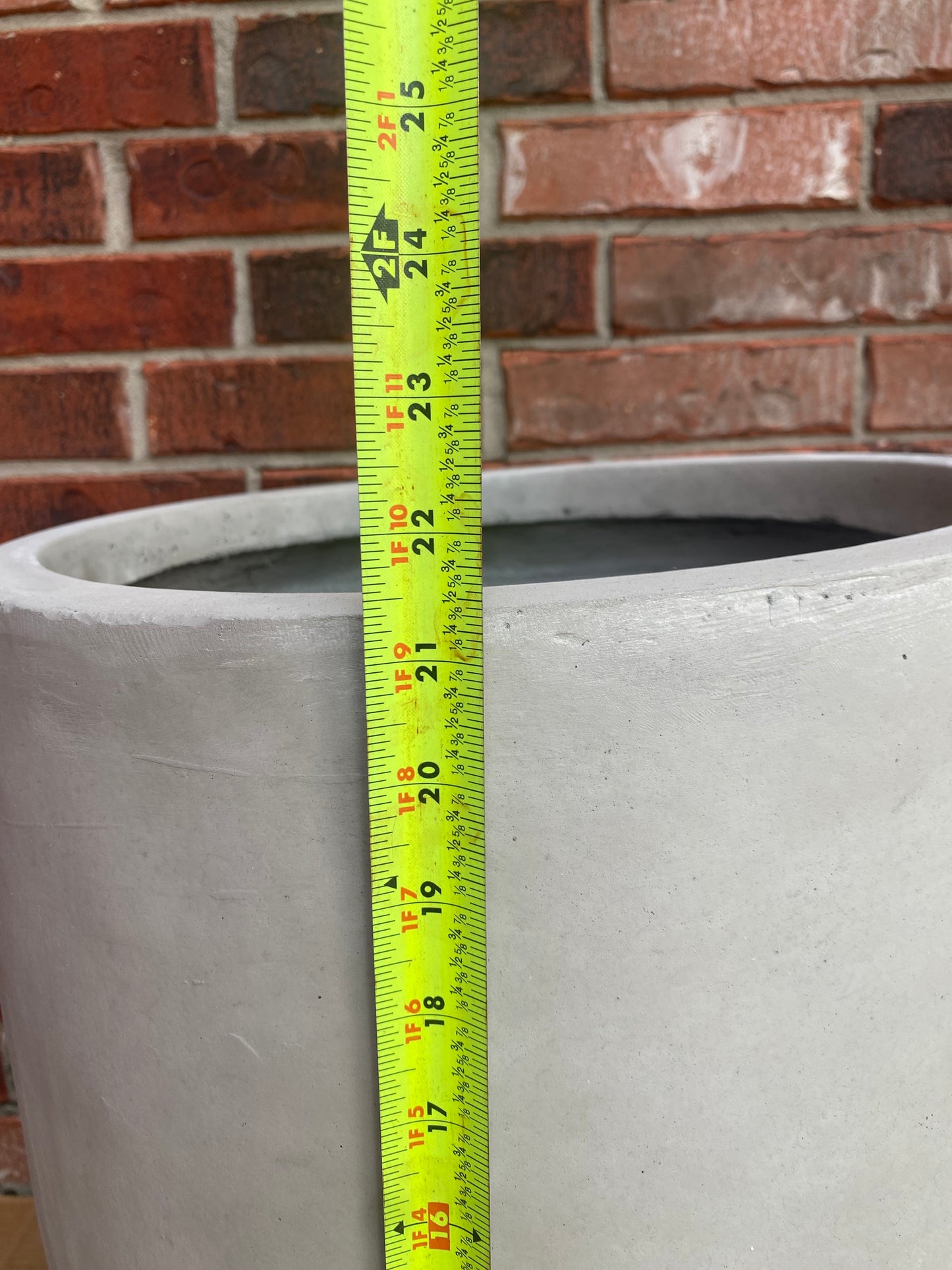 New Kante 21.7” Weathered Concrete Tall Modern Round Large Planter W/ Rubber Plug