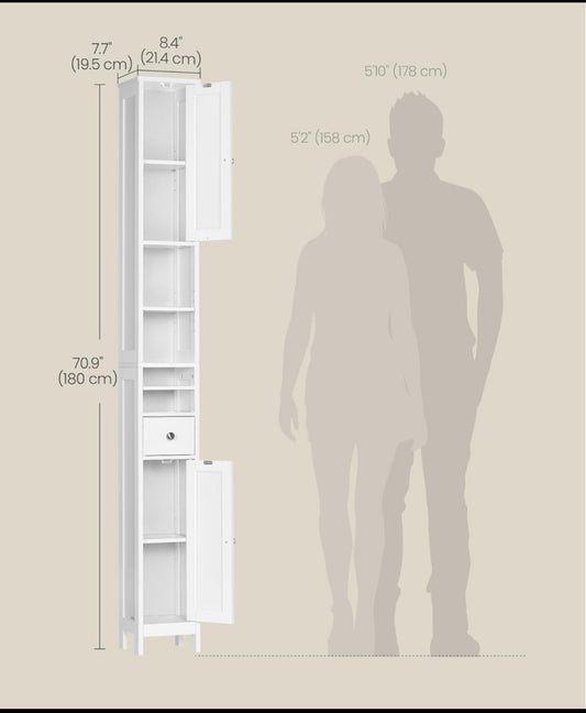 New Other VASAGLE 70.9” Tall Freestanding Floor Storage Cabinet, Cloud White