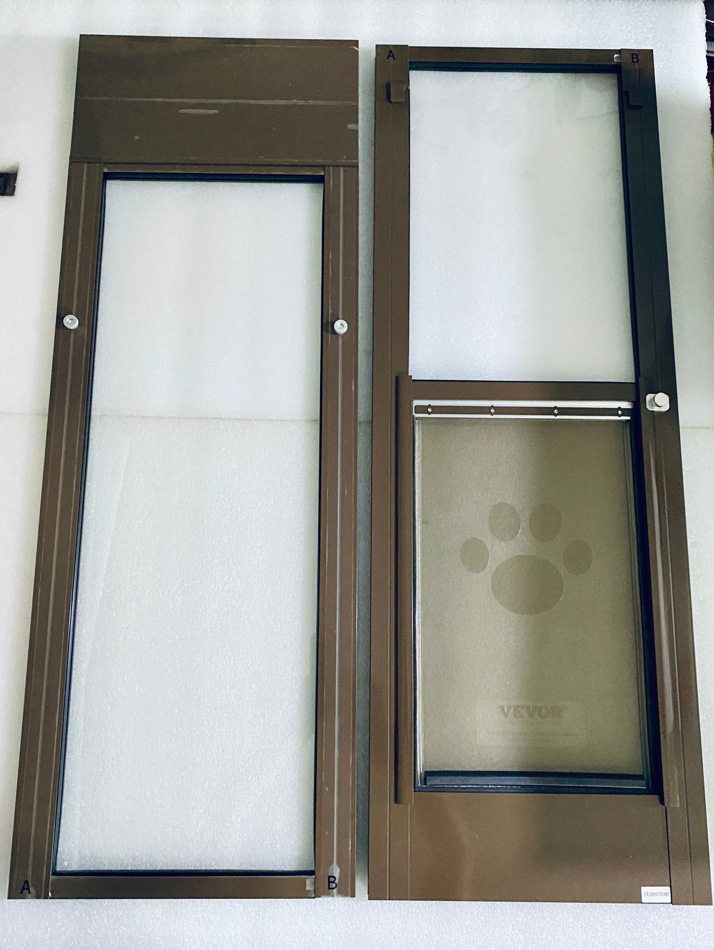 New Other VEVOR Dog Door For Sliding Glass Door W/ 10 1/4” x 16 1/4” Flap, Brown