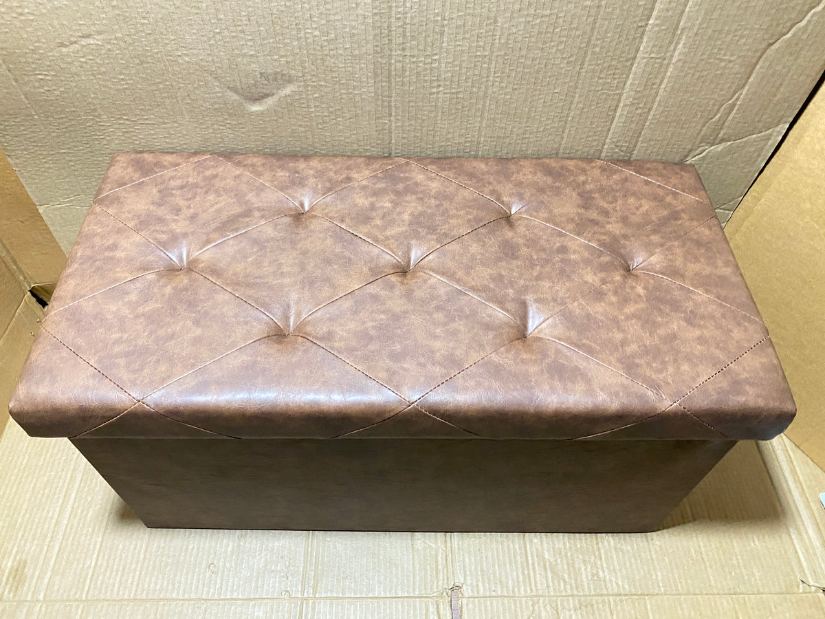 New Open Box SONGMICS 43.3" Folding Storage Ottoman Bench, Coffee Brown