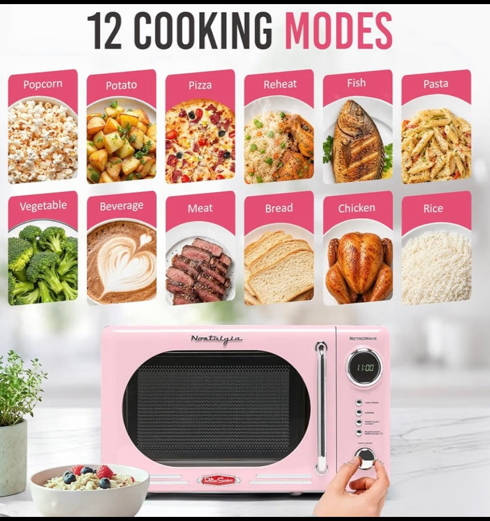 New Other Nostalgia 0.7 Cu. Ft. Retro Microwave, Pink