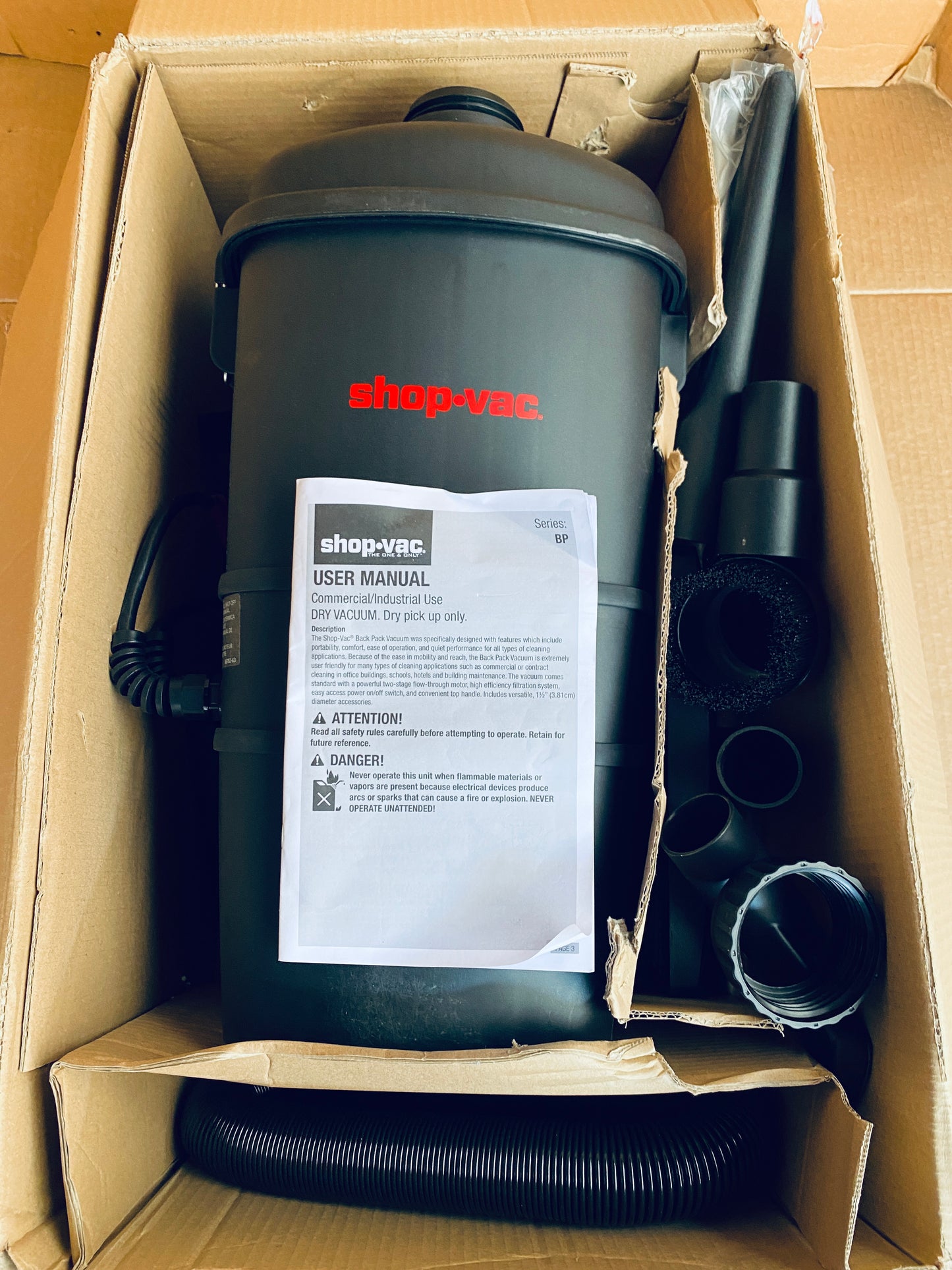 Shop-Vac Commercial 1.5 Gallon 4.5 PHP Corded Canister Backpack Vacuum, Black