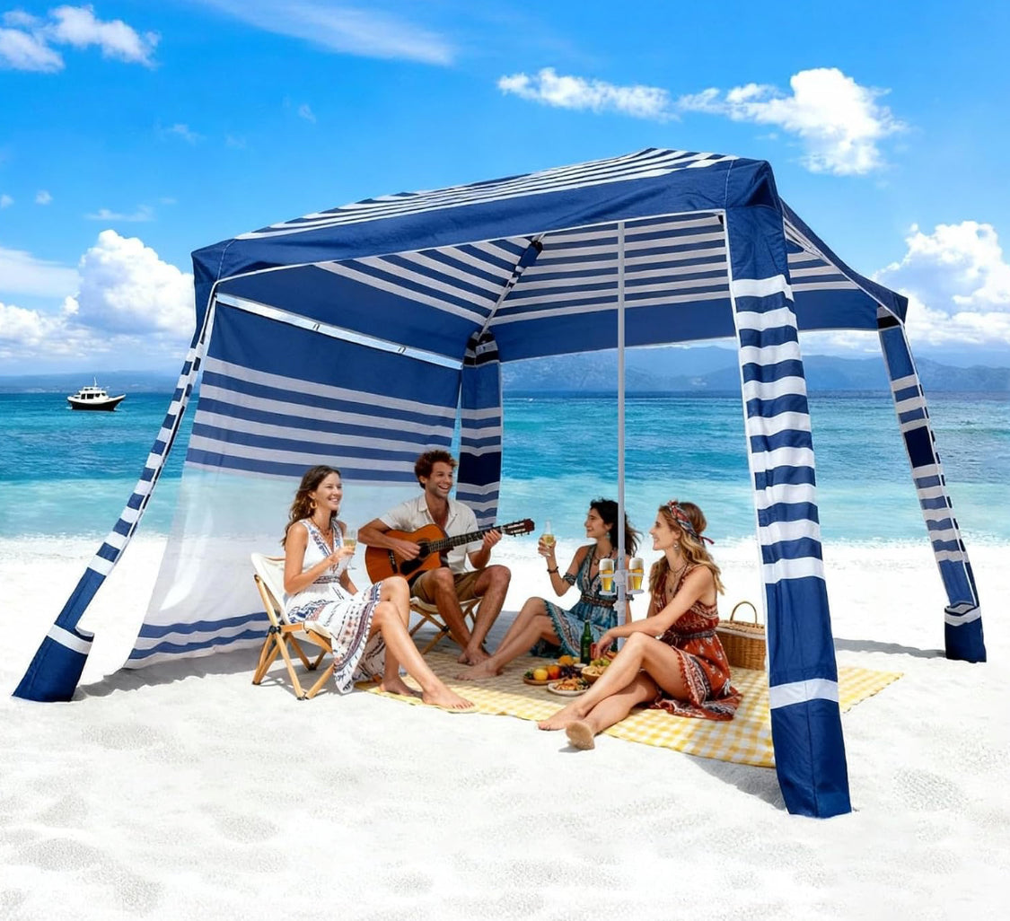 New Open Box VEVOR 8’x8’ Beach Canopy Cabana With Side Wall & Carrying Bag