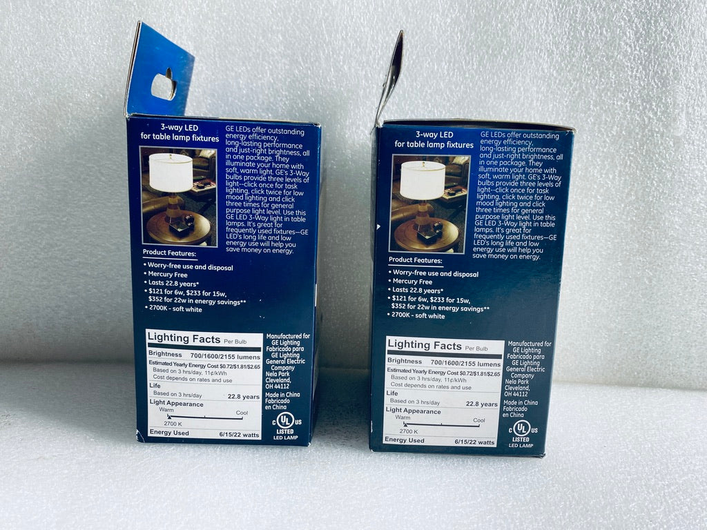 Lot Of 2-New GE LED 3-Way Soft White Light Bulb 50/100/150W 700/1600/2155 Lumens
