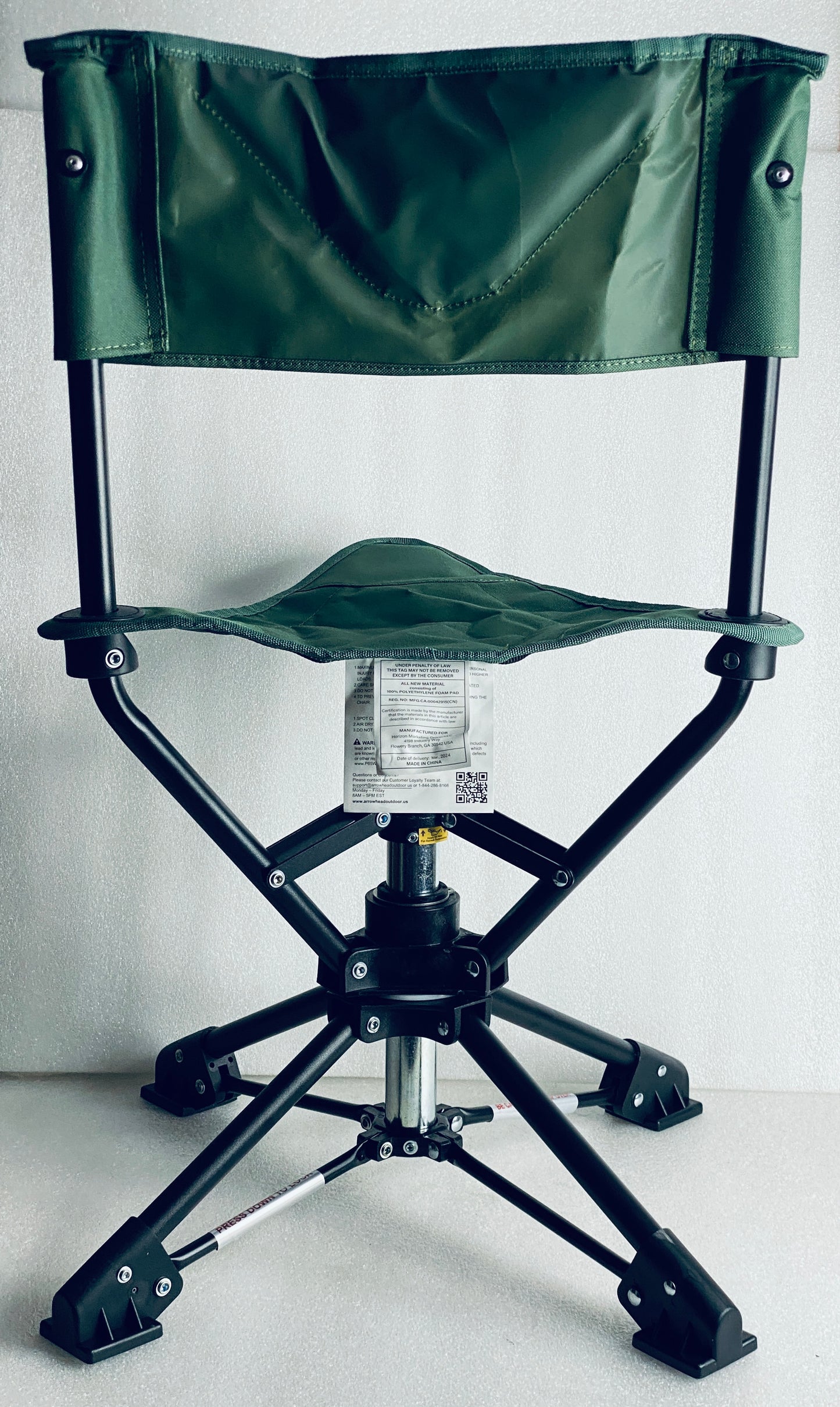 New Open Box ARROWHEAD OUTDOOR 360° Degree Swivel Hunting Chair/Stool, Green