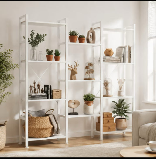 New Other CONCETTA Triple Tier Bookshelf With 11 Open Display Shelves, White