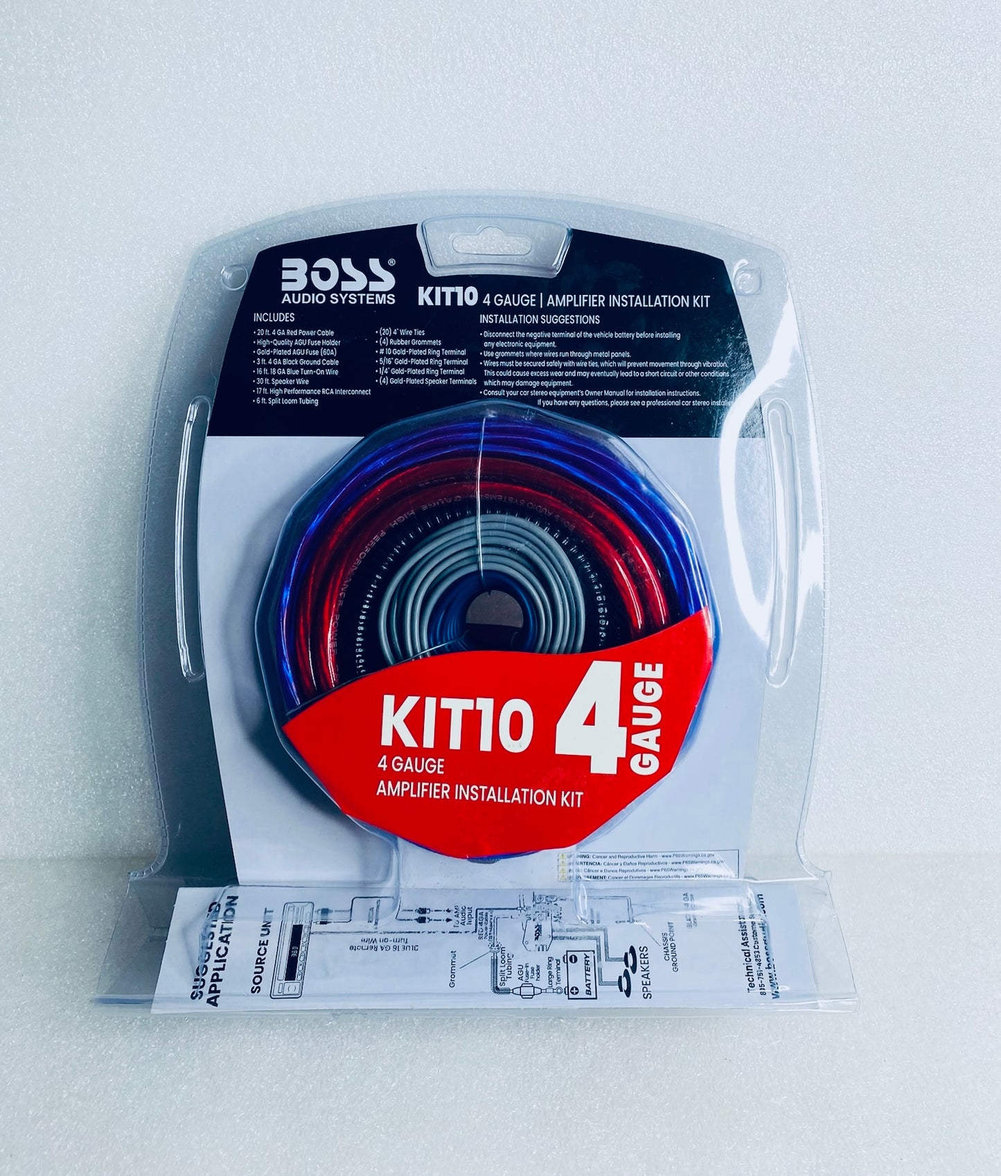 New BOSS Audio Systems KIT10 4 Gauge Amplifier Installation Wiring Kit