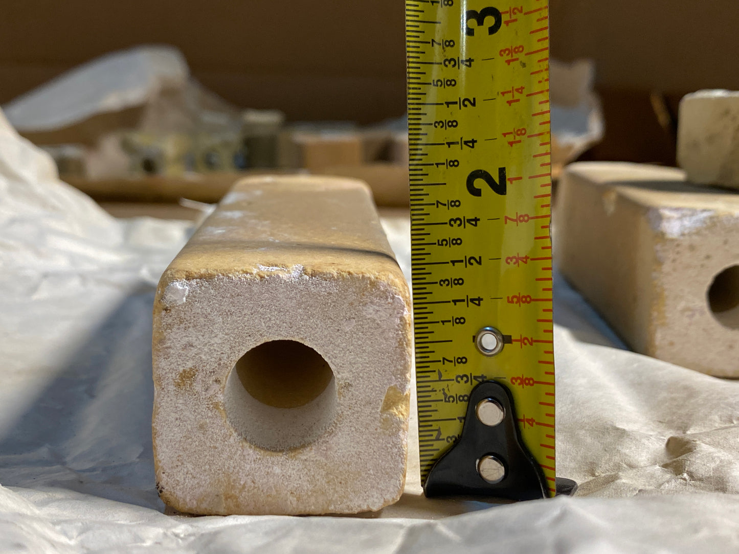 Lot Of 6-Kiln (3) Approx. 5" Tall x 1 1/2" Wide Squared End Posts & (3) 1" Tall