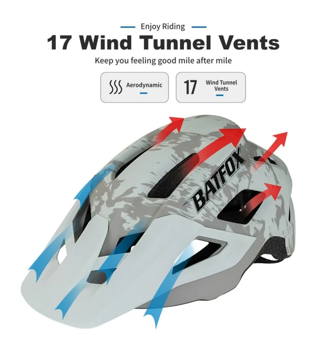 New Bat Fox Size M (55-58cm) Adjustable Lightweight Bicycle Helmet, White/Camo