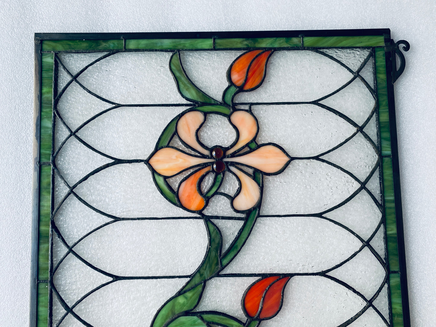 new Open Box-VEVOR 32”x17” Horizontal Hanging Transom Stained Glass Window Panel