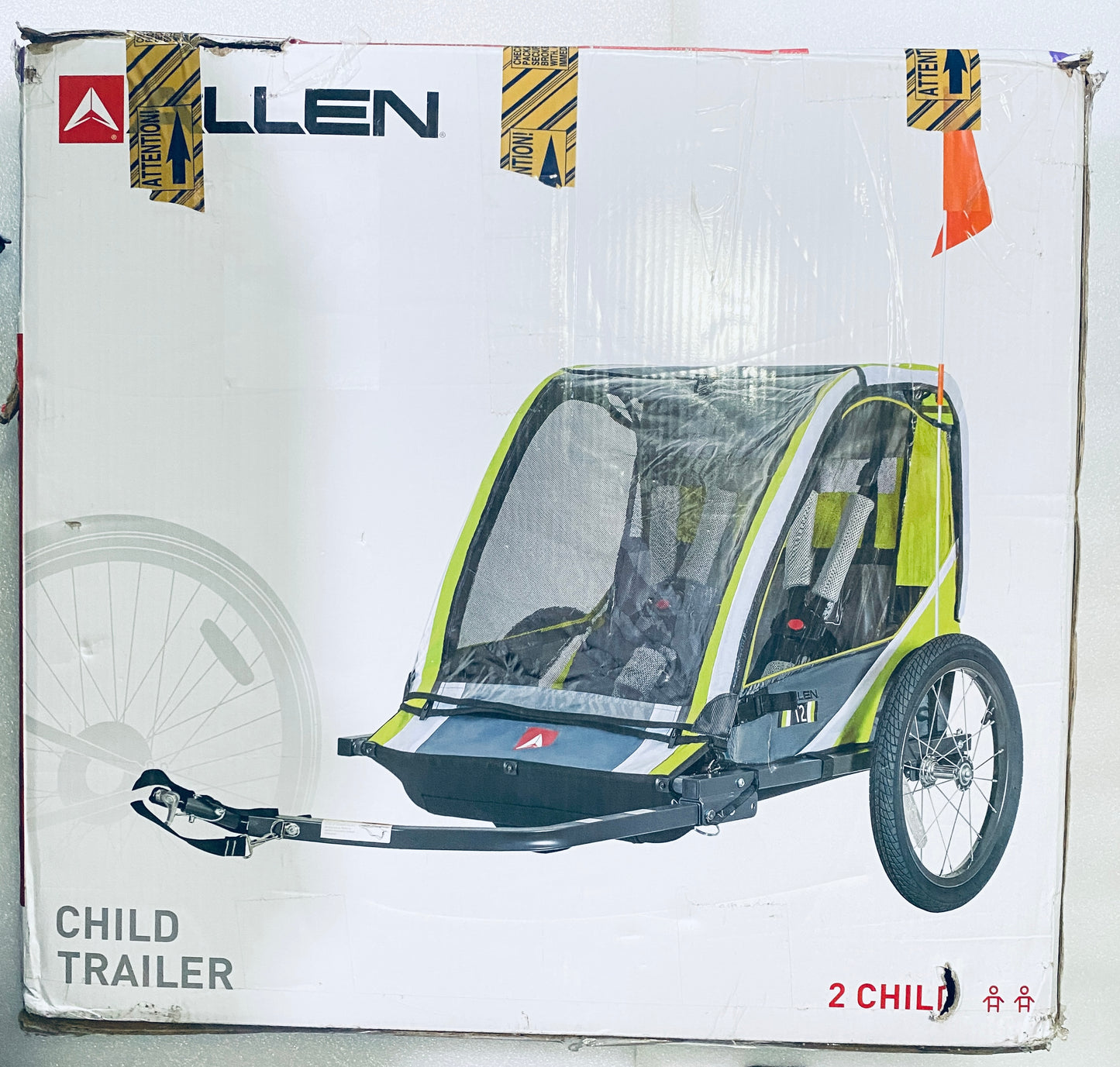 Allen Sports Deluxe Steel 2 Child Bike Trailer, Green