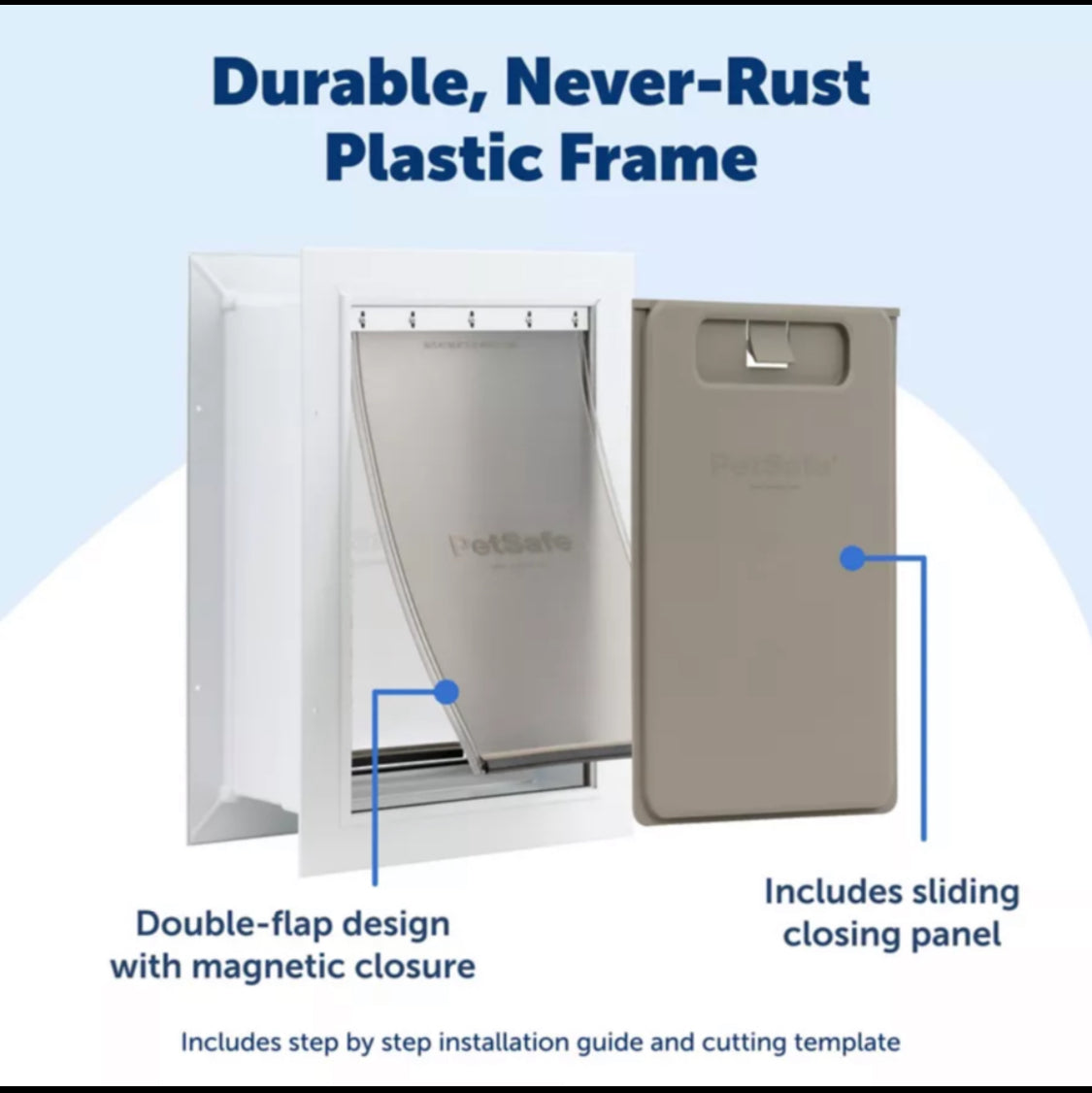 New Other PetSafe White Large Wall Entry Pet Door W/ 10 1/4” x 16 1/4” Door Flap