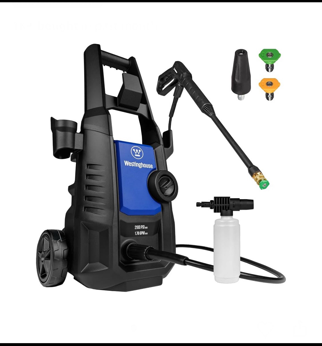 New Other Westinghouse Electric 2100 PSI & 1.76 GPM Pressure Washer, Black/Blue