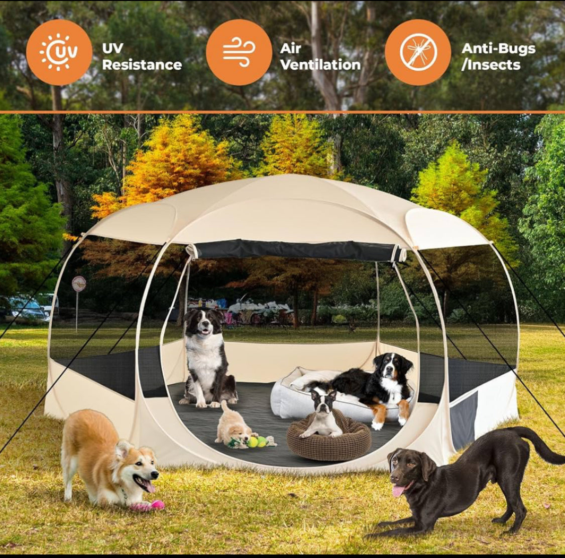 New Other EighteenTek XXLarge 10'x4.8'H Popup Portable Dog House, Beige