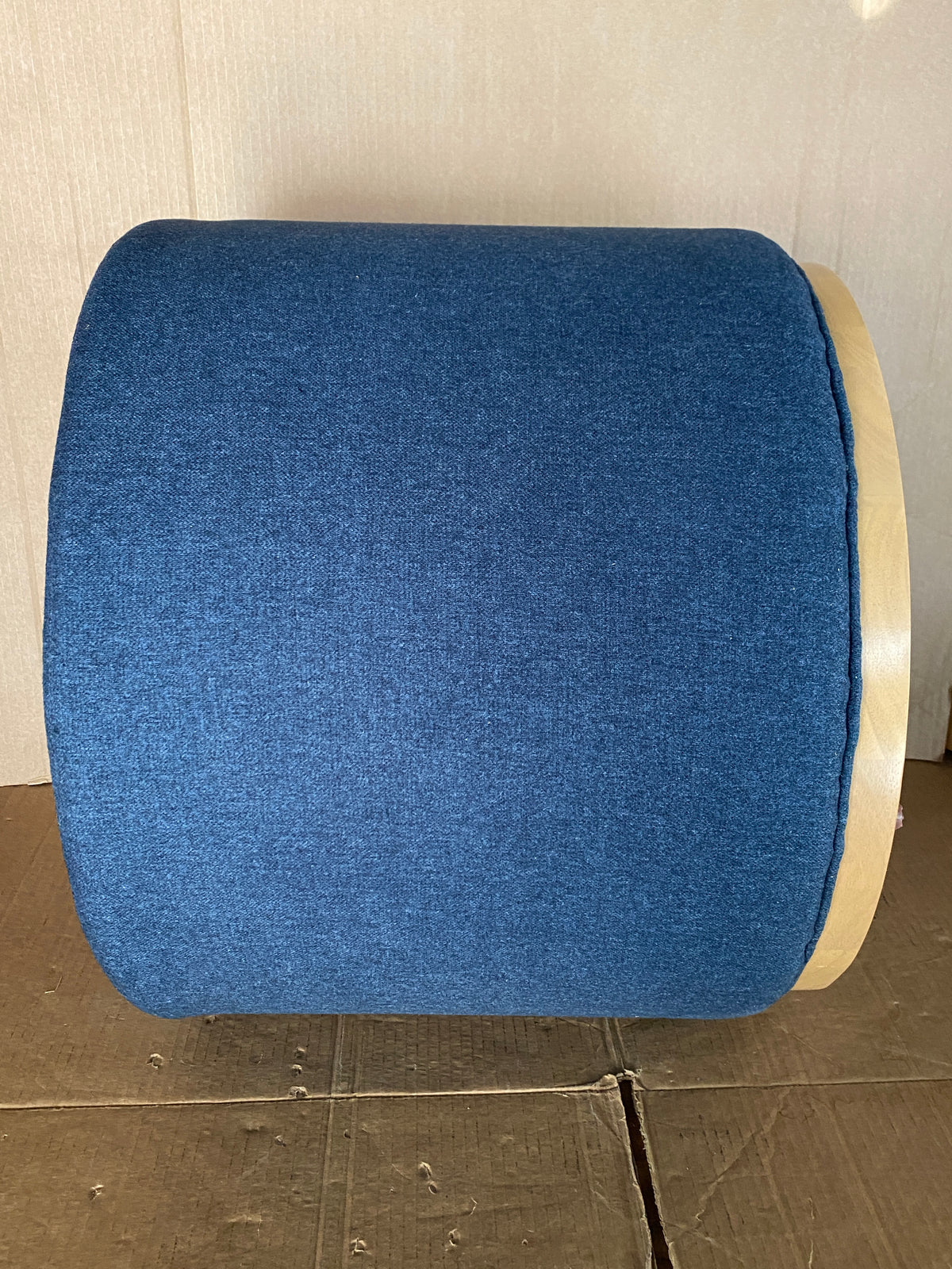 New Other HomePop Blue Woven Fabric Wood Base Drift Ottoman