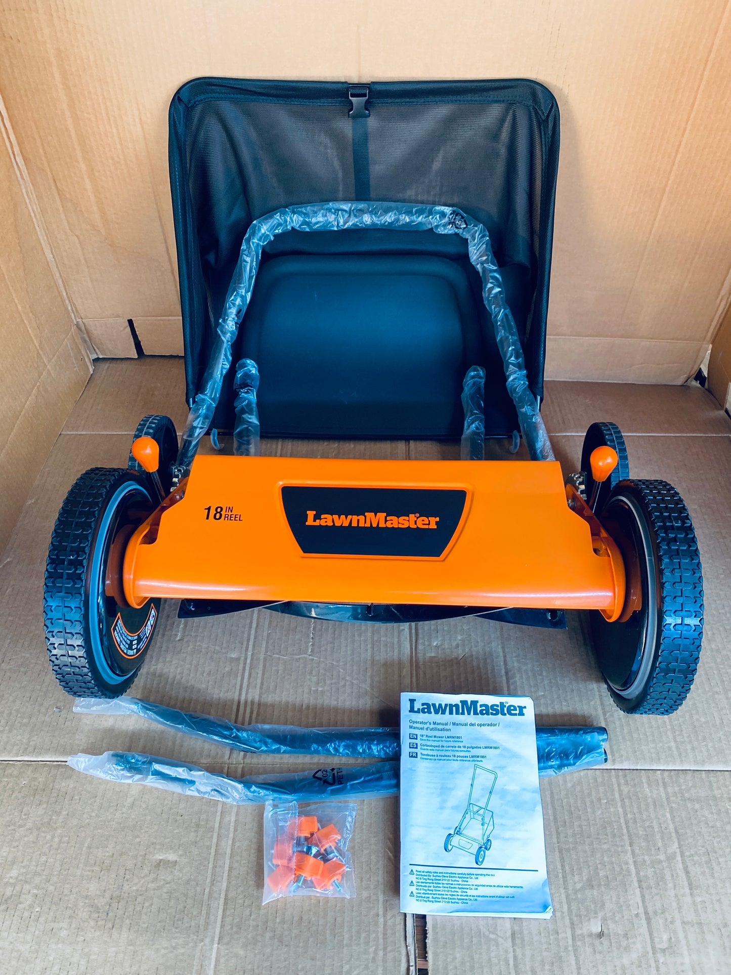 New Other LawnMaster 18 Inch 5-Blade Manual Push Reel Lawn Mower, Black/Orange