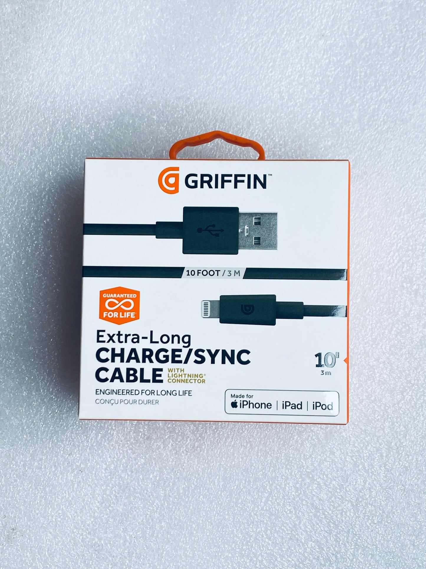 Lot Of 2 - New Griffin 10' Charge/Sync Cable With USB To Lightning Connector