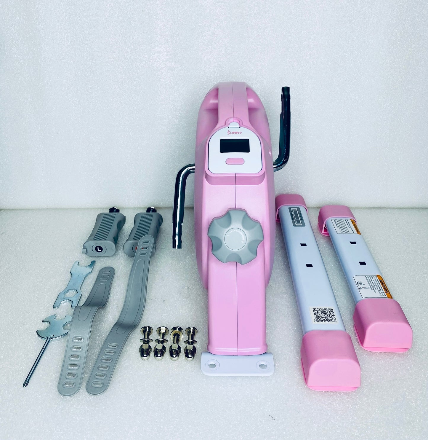 New Other Sunny Health & Fitness Under Desk Smart Mini Exercise Bike, Pink/White