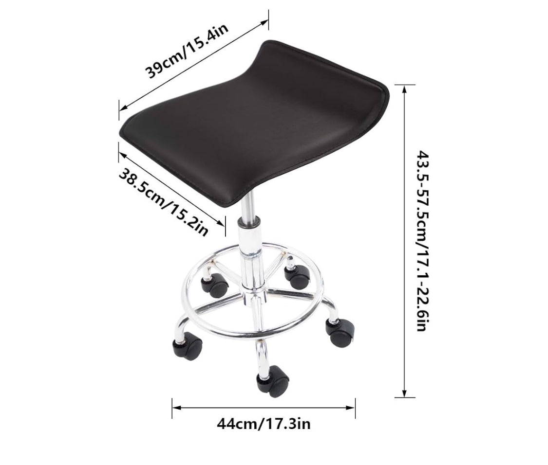 New KKTONER Square Height Adjustable Rolling Stool With Foot Rest, Black