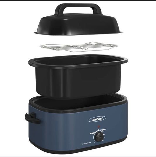 new Other - Sunvivi 28 Qt Roaster Oven Self-Basting Lid W/ Viewing Window, Blue