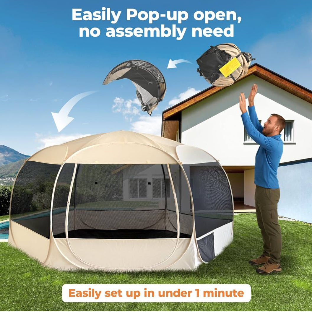 New Other EighteenTek XXLarge 10'x4.8'H Popup Portable Dog House, Beige