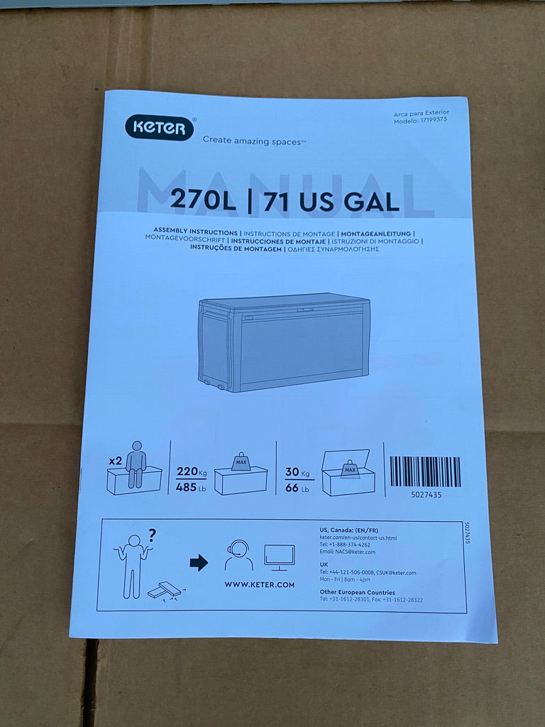 New Other Keter Marvel 71 Gal Outdoor Storage Box For Patio & Pool Accessories