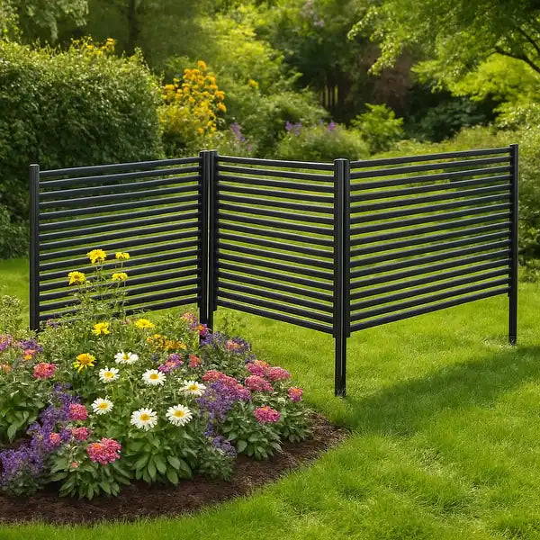 New Open Box FixVow 3 Panel Metal Privacy Screen, Approx. 40 1/2" Tallx114" Wide