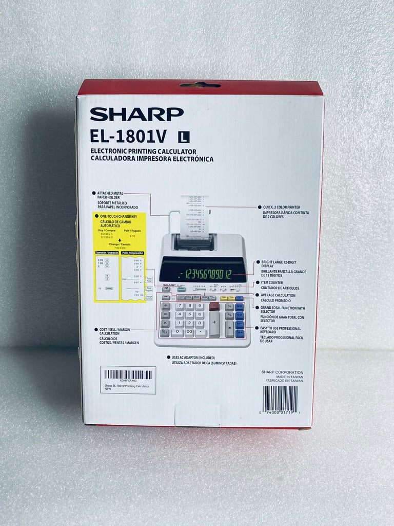 new Other - Sharp EL-1801V 12-Digit 2-Color Printing Calculator