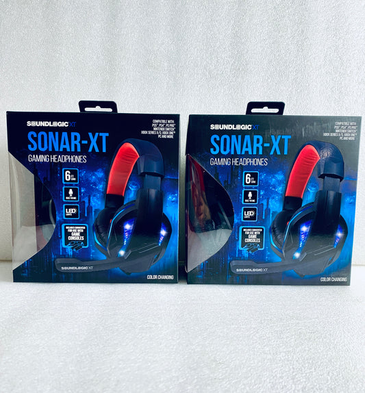 Lot Of 2 - New SoundLogic XT Sonar-XT LED Gaming Headphones With Microphone