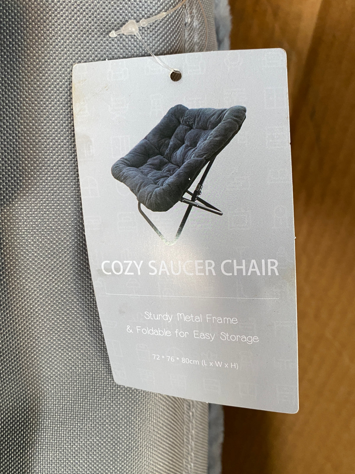 New Open Box DUMOS Soft Faux Fur Folding Lounge Chair, Gray